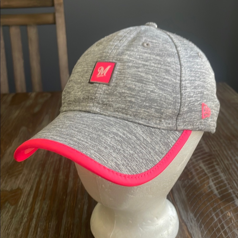 New Era Milwaukee Brewers 9Twenty Pink grey womens adjustable hat